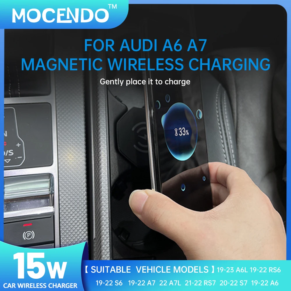 

For Audi A6 C8 /A7 S6 2019-2023 Magnetic Car Wireless Charger Fast Cell Phone Charging Plate Adapter Interior Accessories