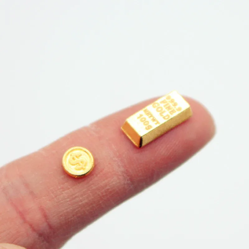 1 12 Scale Miniature Gold Ingot Gold Bar Treasure Chest Model for Soldier Action Figure Dolls Accessories Dollhouse Scene Props
