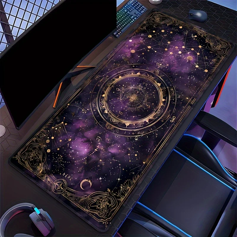 Purple Constellation Mystical Astrology Desk Mat Large Non-Slip Rubber Mouse Pad for Gaming Office Gaming