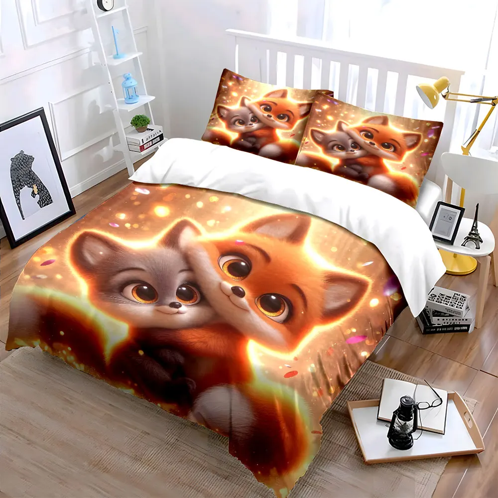 Warm and gentle hug glow Duvet Cover Set with 3D Printing Design Soft Polyester Bedding Set All-Season Comfort Luxury gifts