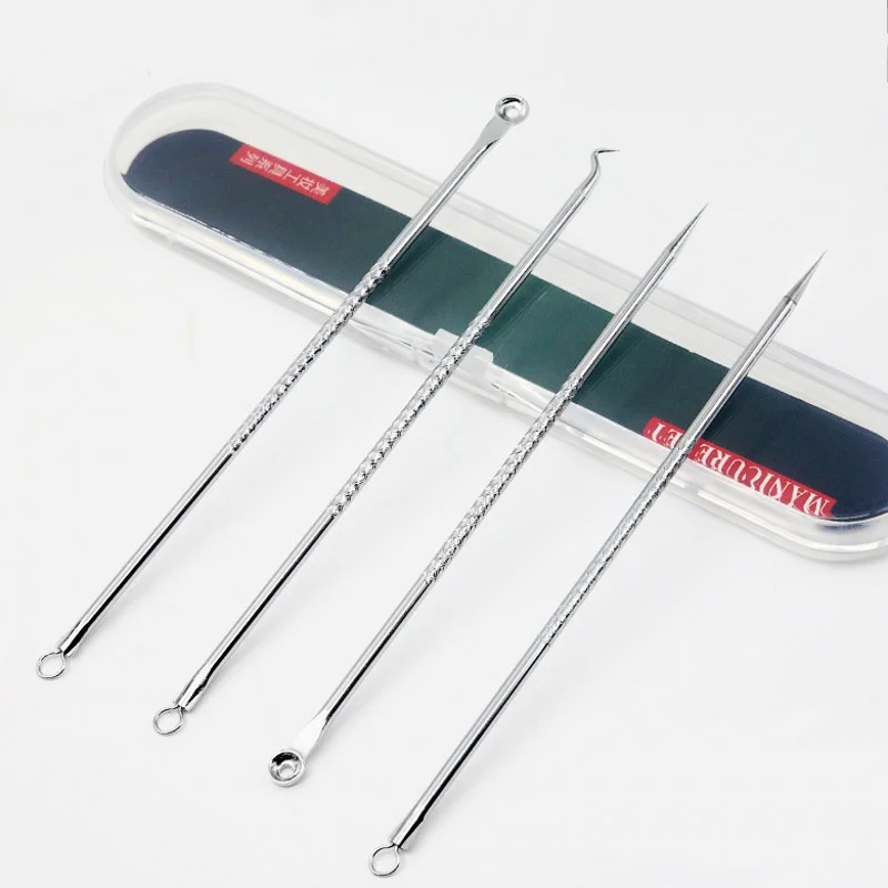 Acne Removal Needles 1/4PCS Stainless Steel Pimple Blemish Blackhead Remove Spoons Face Skin Care Tools Facial Pore Cleaner