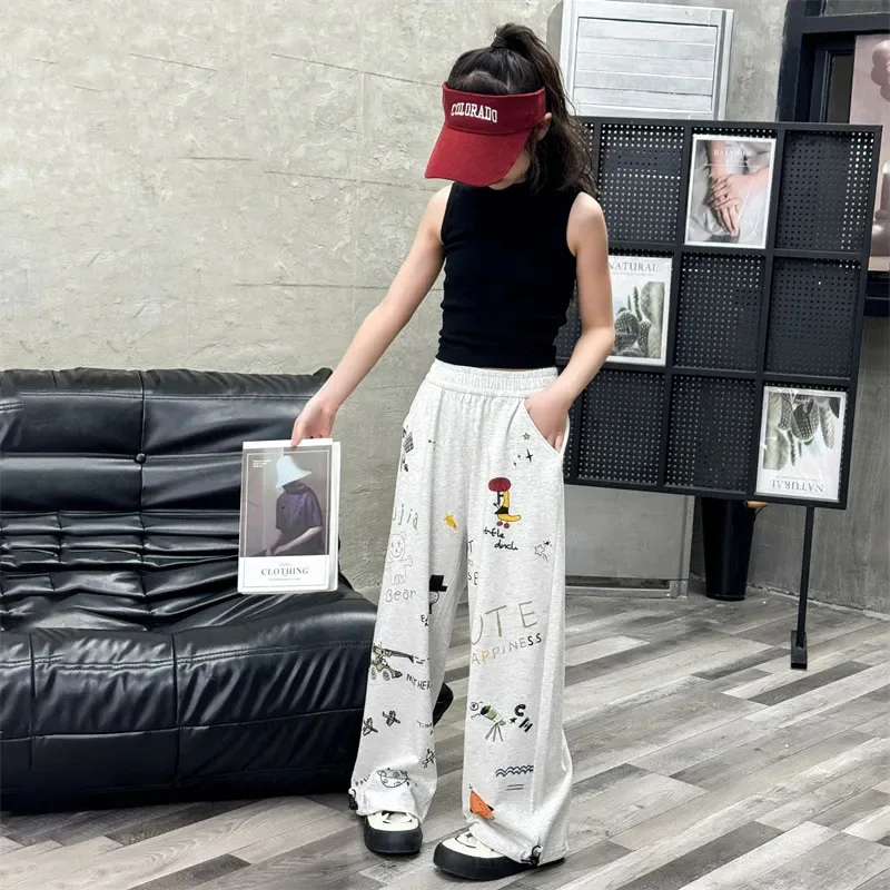 

Casual Cartoon Spor Thin Sweatpants for Girls Sli Summer Leisure Trousers Long Pants Other Material 00% Autumn 2024