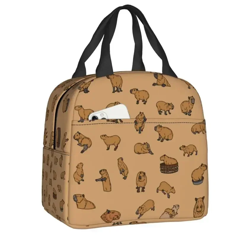 

Cute Capybaras Thermal Insulated Lunch Bags Women Animal Resuable Lunch Tote for Outdoor Camping Travel Storage Food Bento Box