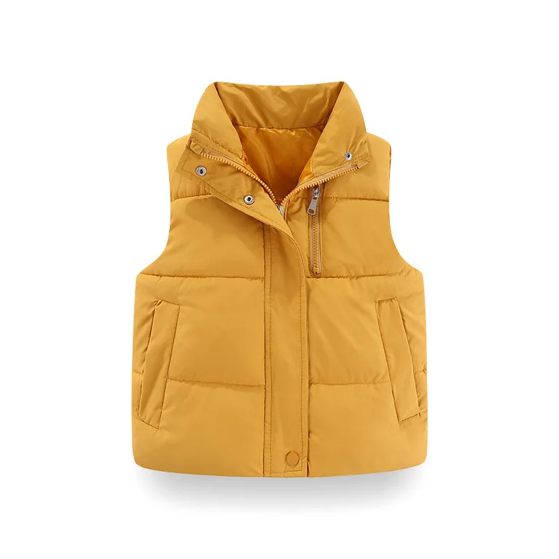 

2025 Winter Girls Boys Wasitcoat Thicken Warm 3-8 Yeasr Babys Boys Vest Padded Zip Kids Boys Sleeveless Jacket Hooded Outerwear