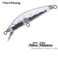 Chan'sHuang 20 piezas cebo en blanco sin pintar 6,3 cm 6,5g sonajero hundido Mirco Minnow DIY señuelo de pesca Artificial