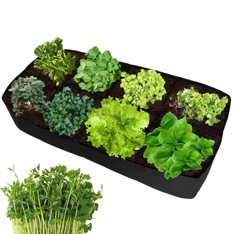 Plant Grow Bags Breathable Raised Planting Bed With 8 Grids Planting Container For Potato Tomato Herb Flower Vegetable Plants