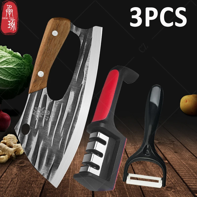 Kitchen Chef Knife Chinese-style Kitchen Knife Chopper Knife Effort Saving Boning Knife Wooden Handle Handmade Forged Knife