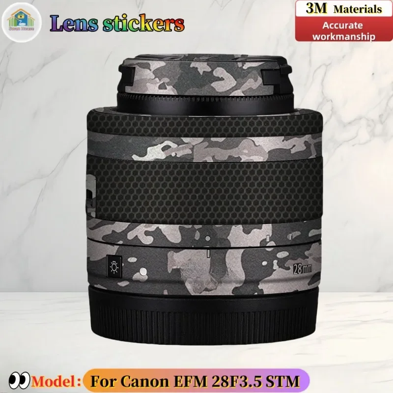 For Canon EFM 28F3.5 STM Camera lens sticker, DIY skin, Precision tailoring wear-resistant protective film