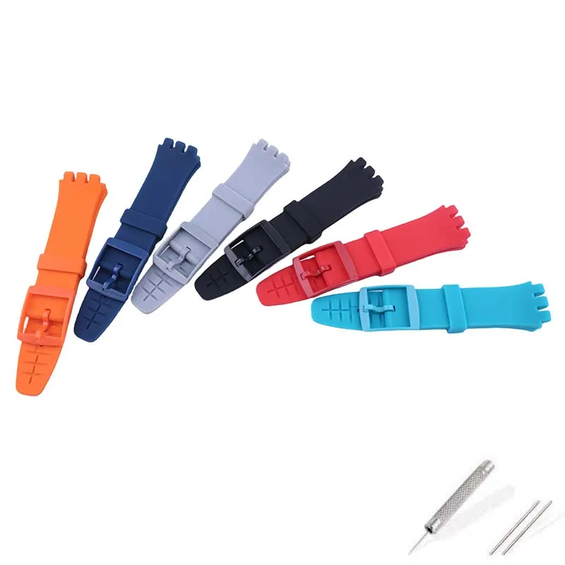 20mm Men's silicone watch strap accessories Compatible for Swatch SUSB401 SUSW402 SUSN400 SUSL400 watch band Women's wristband