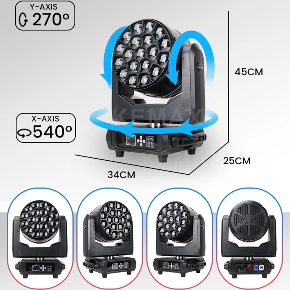 Bee Eye 19X40W Zoom Wash Moving Head Lights DMX512 DJ Beam Disco Party RGBW LED Focusing Stage Equipment For Night Club Concert