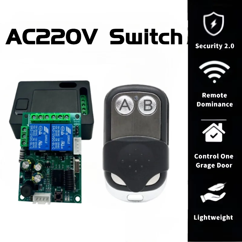 

433MHz Remote Wireless Switch AC220V 10A Relay Receiver 2/1 Channel Garage Door BFT Transmitter