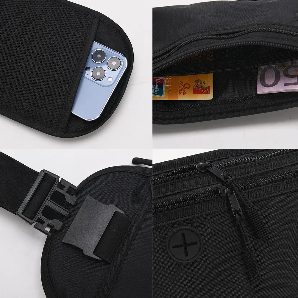 Fanny Pack Pouch Waterproof Mobile Phone Case Waist Bag Two-layer Zipper Ticket Passport Storage Outdoor Security Wallet