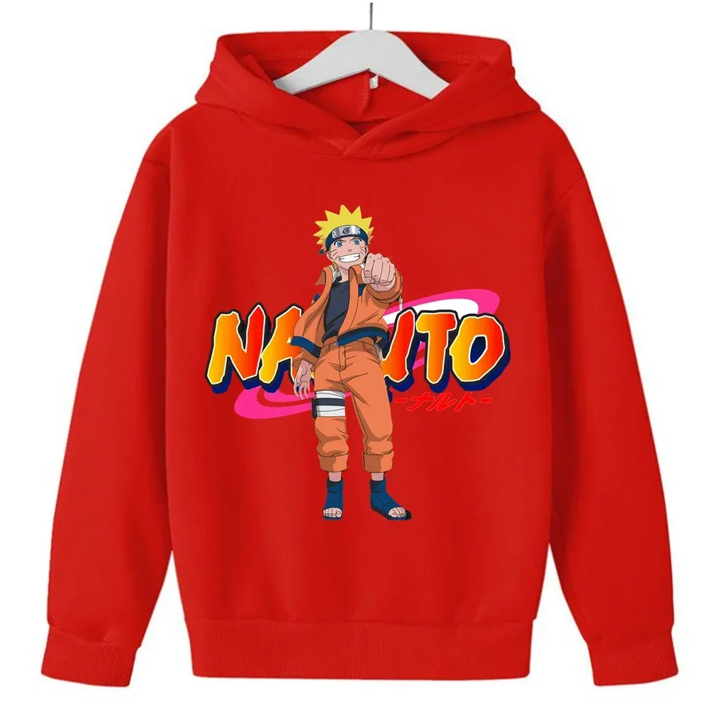 Felpa per bambini con stampa Anime giapponese Naruto Autunno Ragazzi e ragazze Casual Comodo morbido pullover con cappuccio