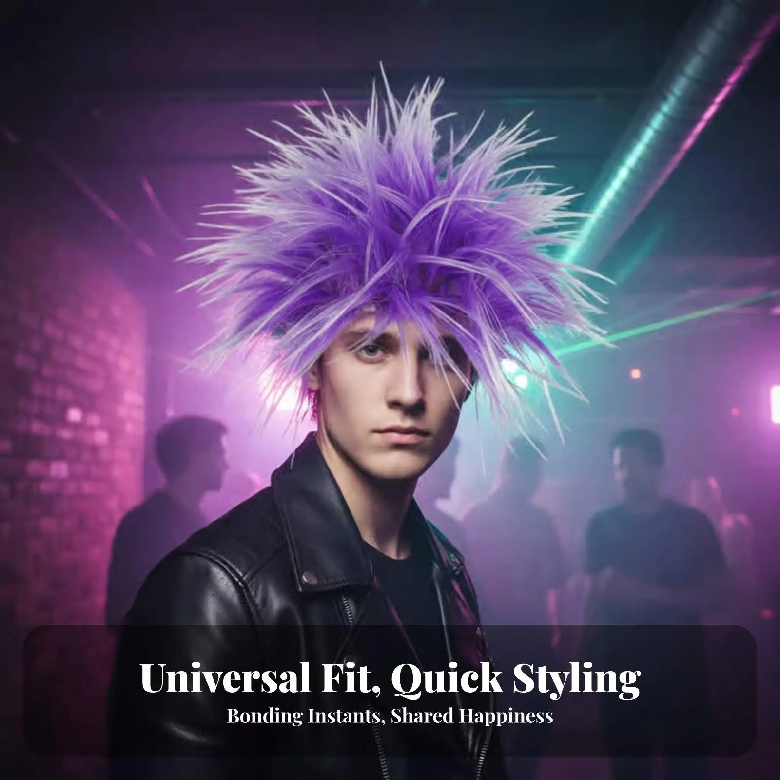 Multi Tone Stripe Party Wig with Breathable Net for Costume Parties Cosplay and Performance Use