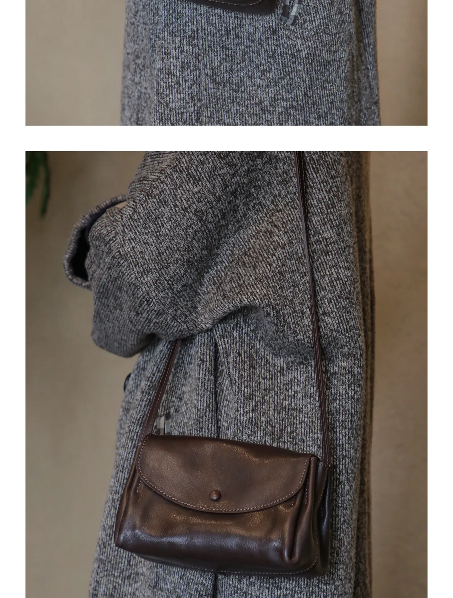 PNDME einfache Vintage-Umhängetasche aus Rindsleder für Damen, Freizeit-Designer-Umhängetasche aus echtem Leder, handgefertigt, kleine Umhängetasche – Detail 5
