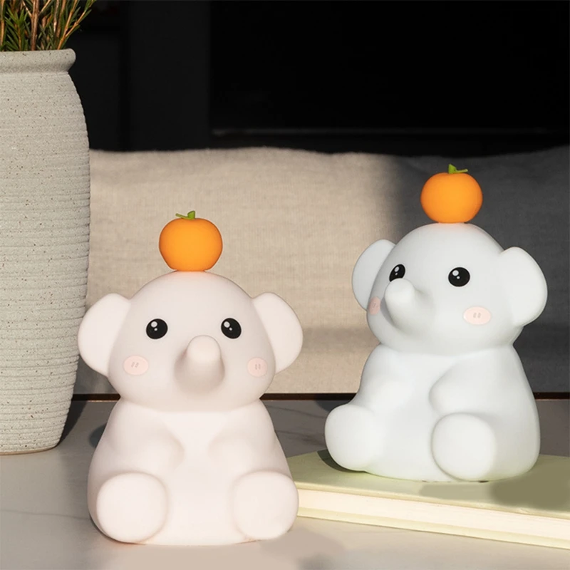 LICE-โคมไฟช้างน่ารัก, ไฟกลางคืนซิลิโคนพร้อมตัวจับเวลา 30 นาที, โคมไฟข้างเตียงแบบชาร์จไฟได้พร้อมระบบควบคุมแบบสัมผัส