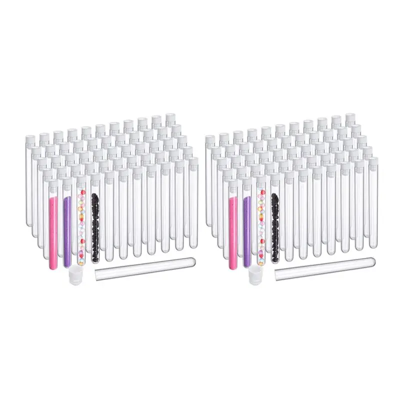 Exquisite-200Pcs Clear Test Tubes With Lids 25 Ml Plastic Tube 16 X 150 Mm Plastic Vials For Scientific Experiments Party Suppli
