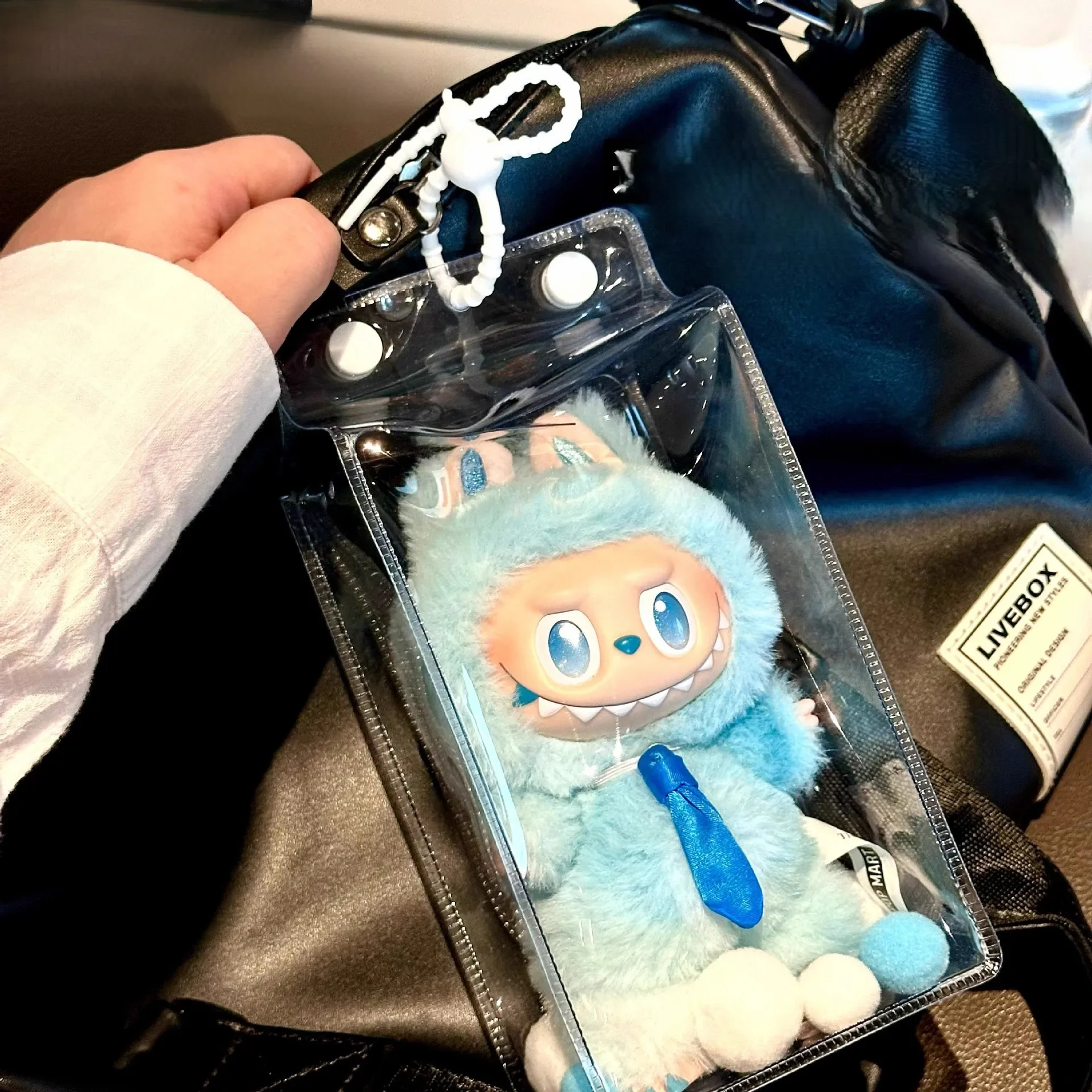 

For 15/17cm Labubu 3.0 Big into Energy Doll Shoulder Pain Bag Labubu Milk box Protect Case PVC Bag Labubu Walk Bag Dustproof