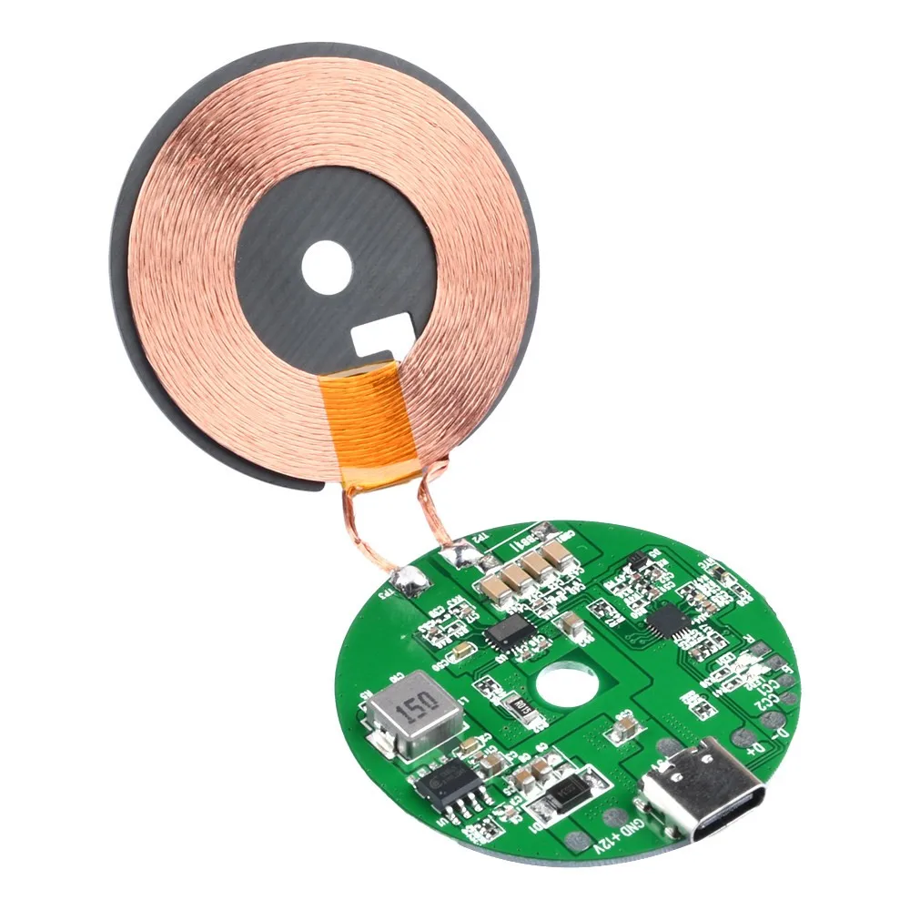 QC PD Fast Charging 20W Wireless Charger Transmitter Module Type‑C 9‑30V Onboard Indicator 0‑10mm Through Object Charging Module