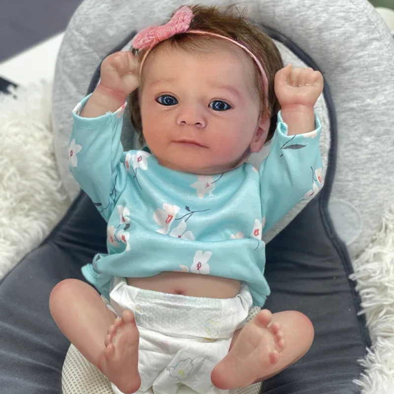 

46CM Full Body Vinyl Reborn Baby Girl Doll Felicia Lifelike Soft Touch 3D Skin Hand-Root Hair Newborn Baby Doll for Girls Toy