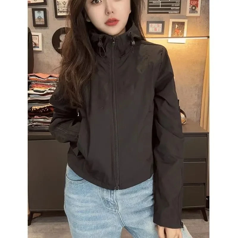 2025年春 レディース オルト ルーズ ファッション ジャケット 新作 フード付き ウィンドブレーカー コート 学生トップス スリム レディースコート