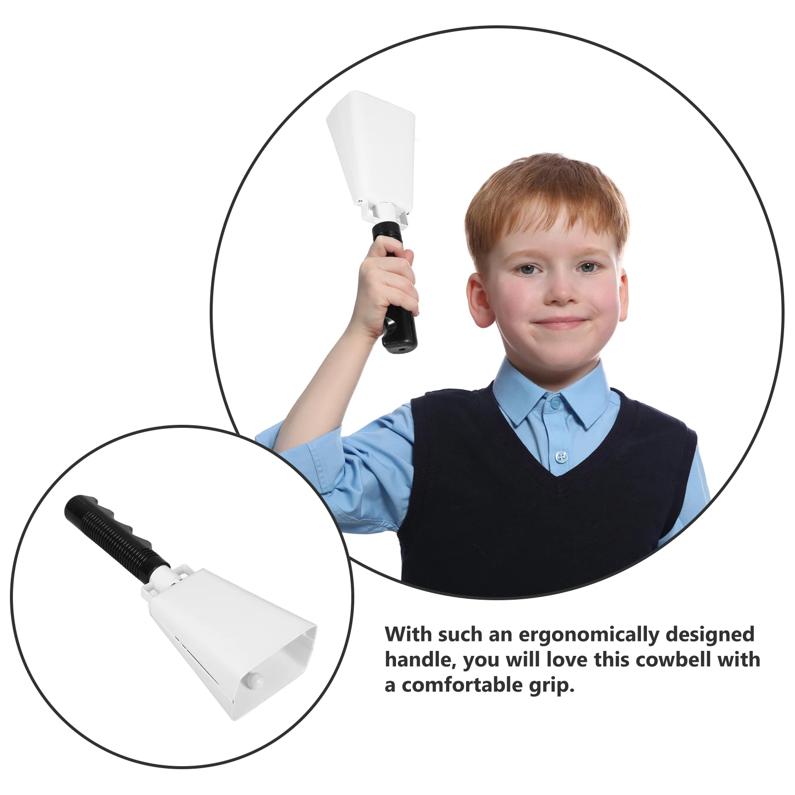 

Sound Generator Cowbell White Smooth Edge Ergonomic Handle Clear Sound Music Styles Sporting Events Cheering Accessories Drum
