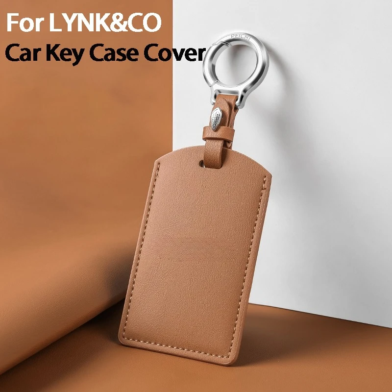 

Leather Car Key Case Cover For LYNK&CO 05 06 09 01 02 03 Smart Holder Keychain Case Protector Shell Fob