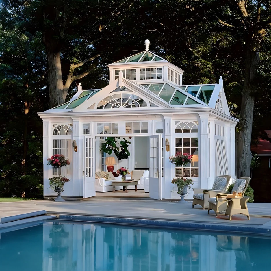 Wall Attached or Free Standing 4 Season Sun Enclosures Prefab Glass Structures for Patio Balcony Backyard sunroom