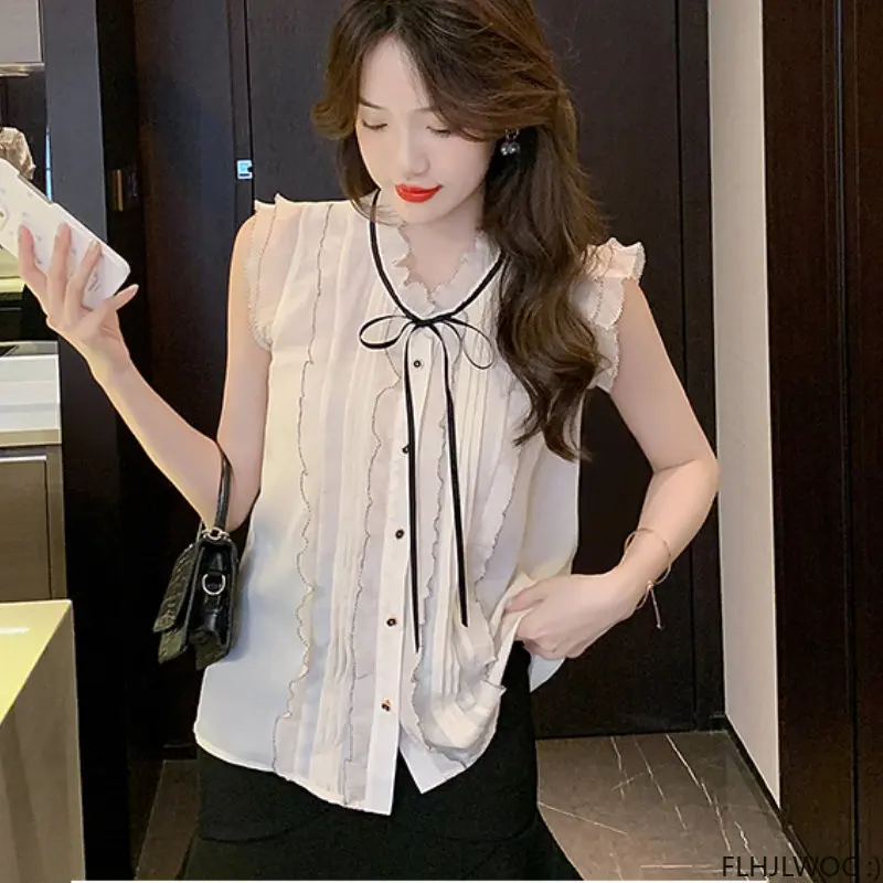 Hot Girls Cute Tops Preppy Style Vintage Japan Korea Button Elegant Office Lady Formal Work White Lace Ruffles Shirts Blouses