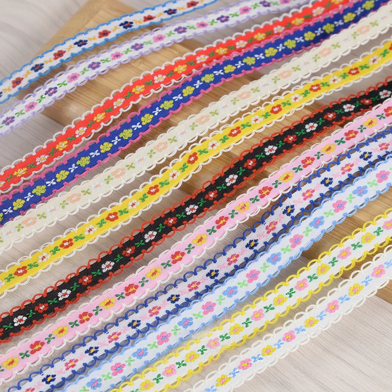 5Yards 12mm Flower Embroidered Lace Trim Ribbons Garment Trim Fabric For DIY Handmade Sewing Crafts Apparel Clothes Accessories