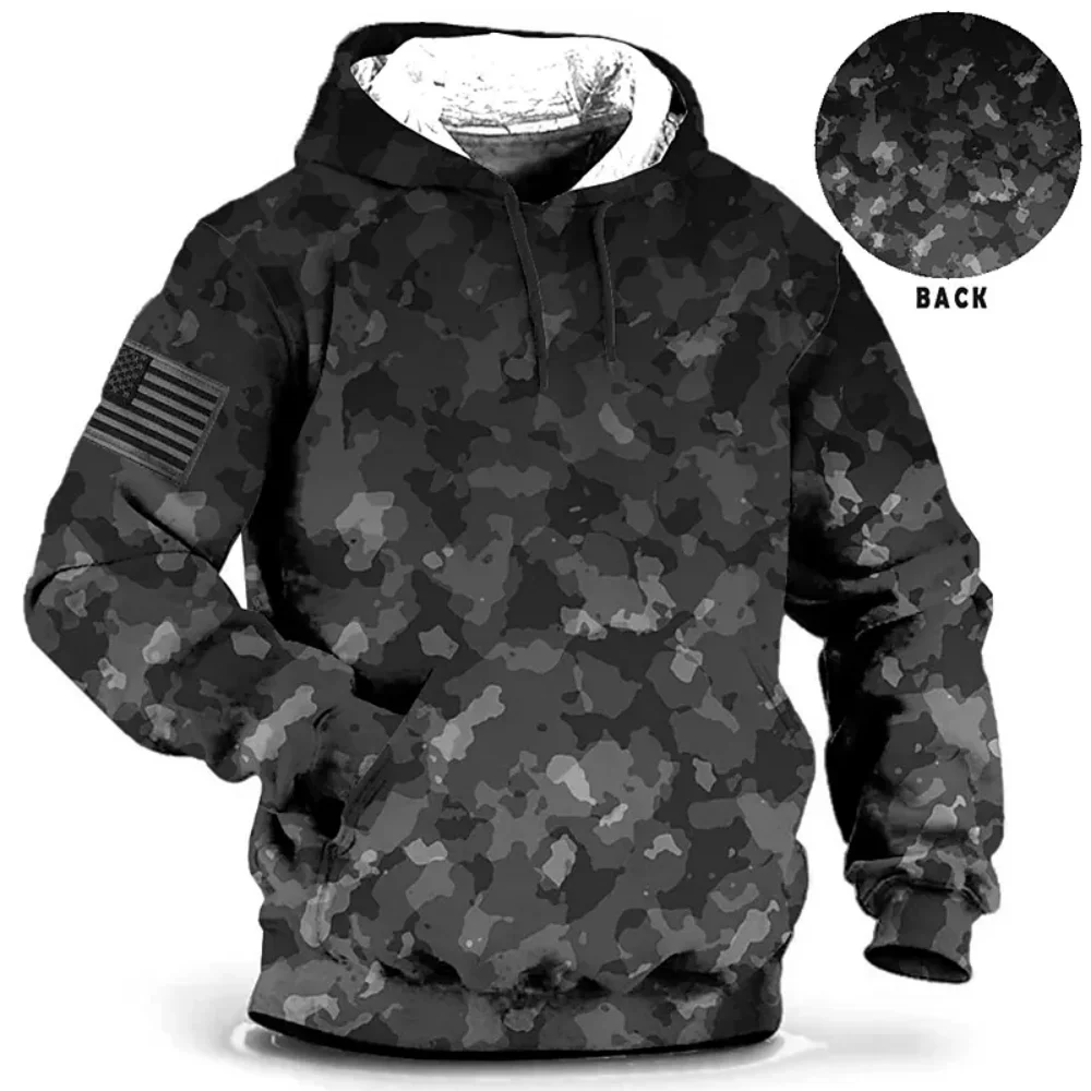 2025 New Camouflage Hoodie Men\'s Hooded Sweatshirt American Oversized Pullover Male Fashion Streetwear Harajuku Casual Clothing