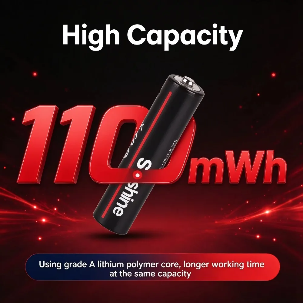 Soshine AAA 1.5V 1100mWh USB Rechargeable Li-ion Battery With 4-in-1 Cable, For Flashlight, Toys, Digital Camera
