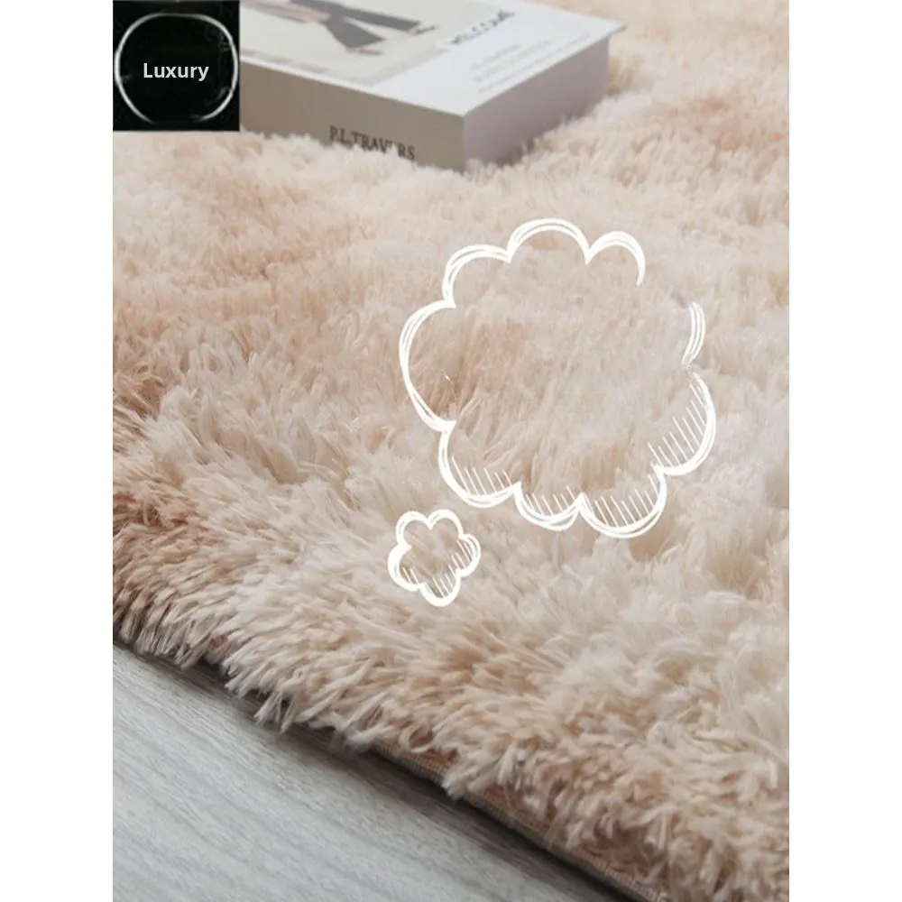 Alfombra larga y esponjosa y sedosa, alfombra suave para sala de estar y dormitorio, cómoda, antideslizante, respetuosa con alergias