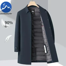 Doudoune longue en duvet de canard blanc pour homme, manteau d'affaires léger, parka chaude, col rabattable, optique décontractée, marque de luxe, hiver