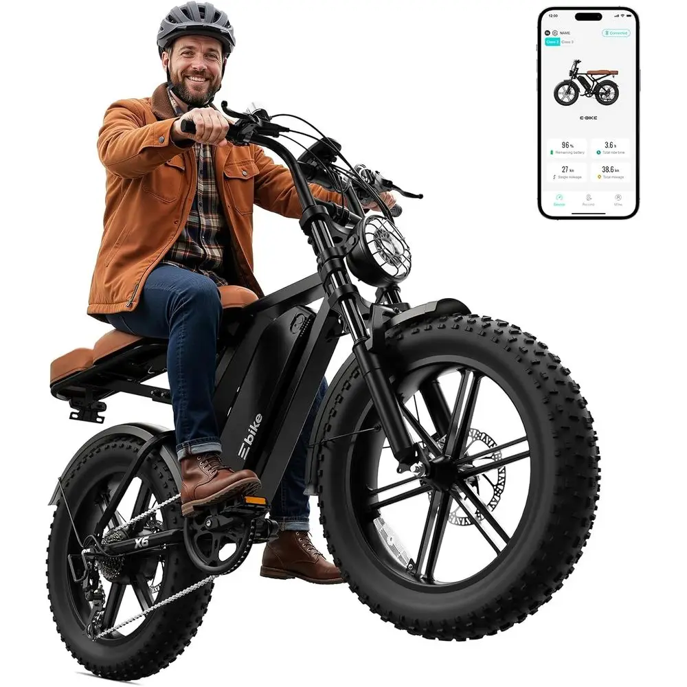 

High-Power 1500W Electric Bike with 70-130 Miles Range, 20x4.0 Tires, 48V 15Ah Removable Battery, 7-Speed for Urban and Off-Road