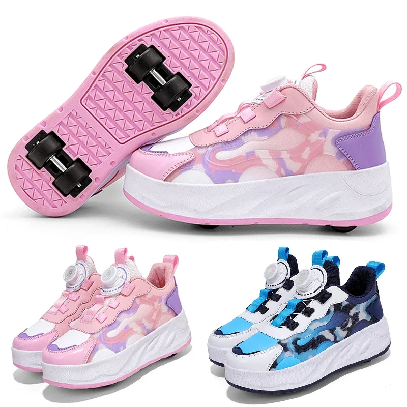 

Children Roller Skates Shoes Student Four-wheel Outdoor Detachable Sport Deformation Parkour Runaway Boy Girl Youth Gift 2024