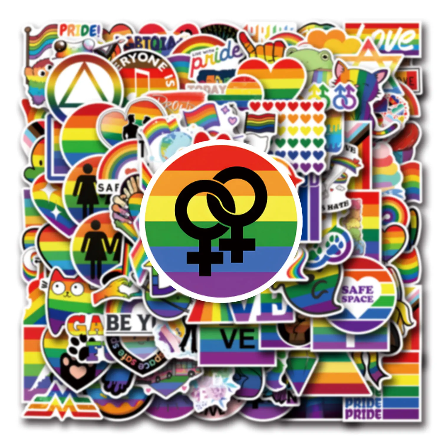 110 قطعة من ملصقات Pride Parade المقاومة للماء على الجدران الكرتونية لأجهزة الكمبيوتر المحمول والهاتف والجيتار والسيارة والدراجة والتزلج