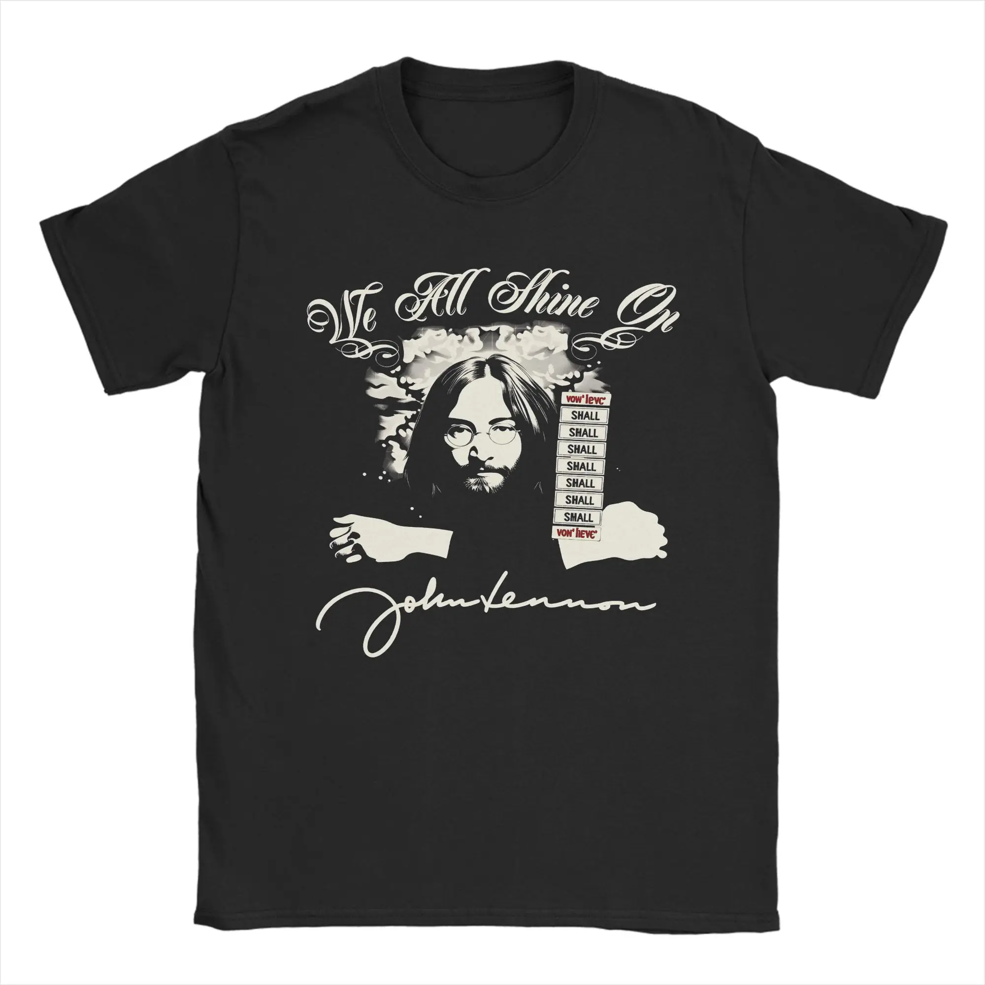 Fruit of the Loom John Lennon We All Shine On T-Shirt Summer  100 Cotton T Shirts For Couple Short Sleeve Street Style Tees