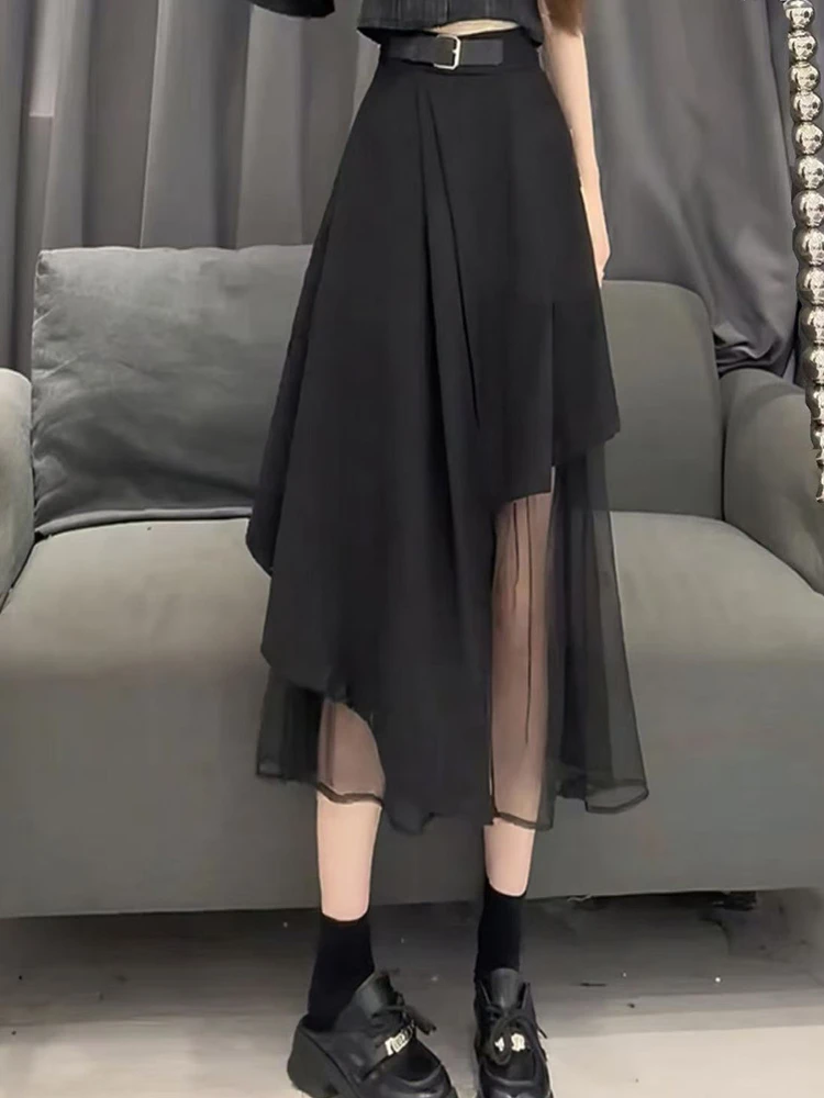 

Модная асимметричная юбка средней длины, элегантный дизайн, повседневная юбка трапециевидной формы с высокой талией для женщин