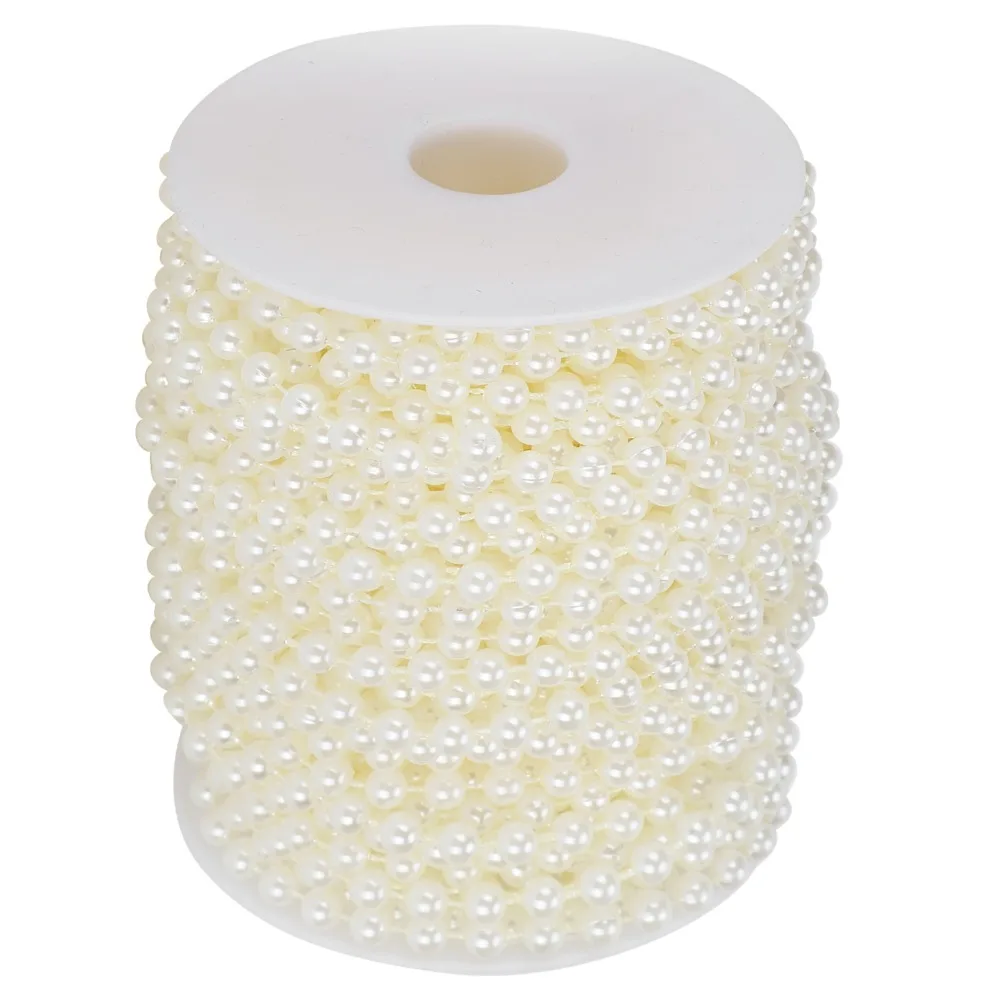 Versatile 6mm Pearl Bead Garland 82Feet Round Bead Bead String Roll 25Meter/Roll Beige Color Faux Pearl Roll Floral Centerpieces