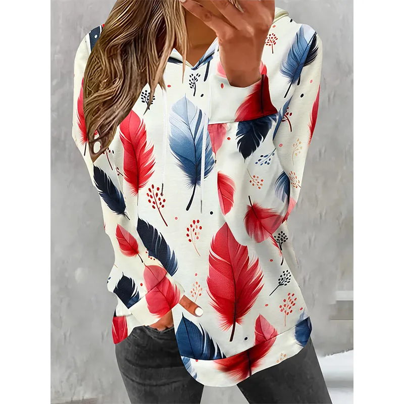 Sudaderas con capucha con estampado 3D de atrapasueños de plumas para mujer, sudaderas con capucha informales, ropa de calle Y2K, jersey, chándal Harajuku, ropa femenina