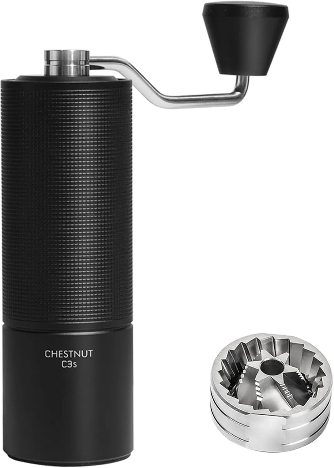 

Manual Coffee Grinder with Stainless Steel Conical Burr, Adjustable Settings for Travel, Camping, and Home Use in Black