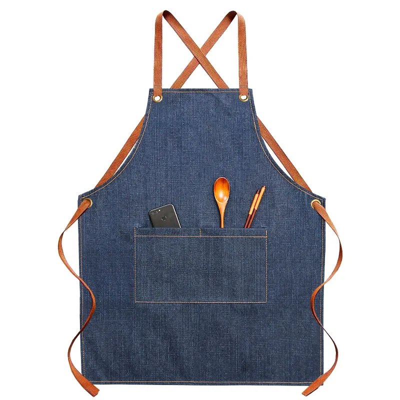 Work apron, washable denim apron, durable workwear, factory and kitchen home apron