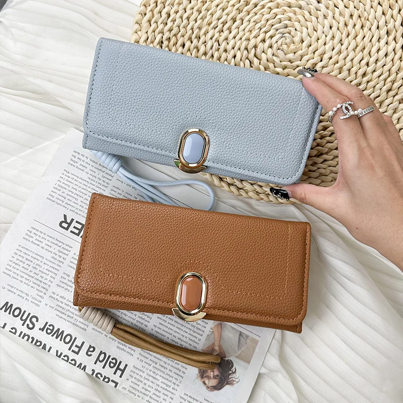 

New Fashion Large Capacity Women Clutch Wallet Zipper Solid Color Coin Purse PU Leather Card Holders Female Tri-fold Long Wallet