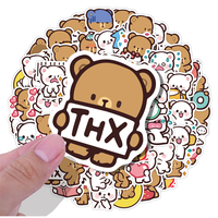 50PCS Cute Cartoon Hand-painted Angry Bear Emoticon Sticker Korean Bear Mobile Phone Case Water Cup Suitcase Wallet Sticker