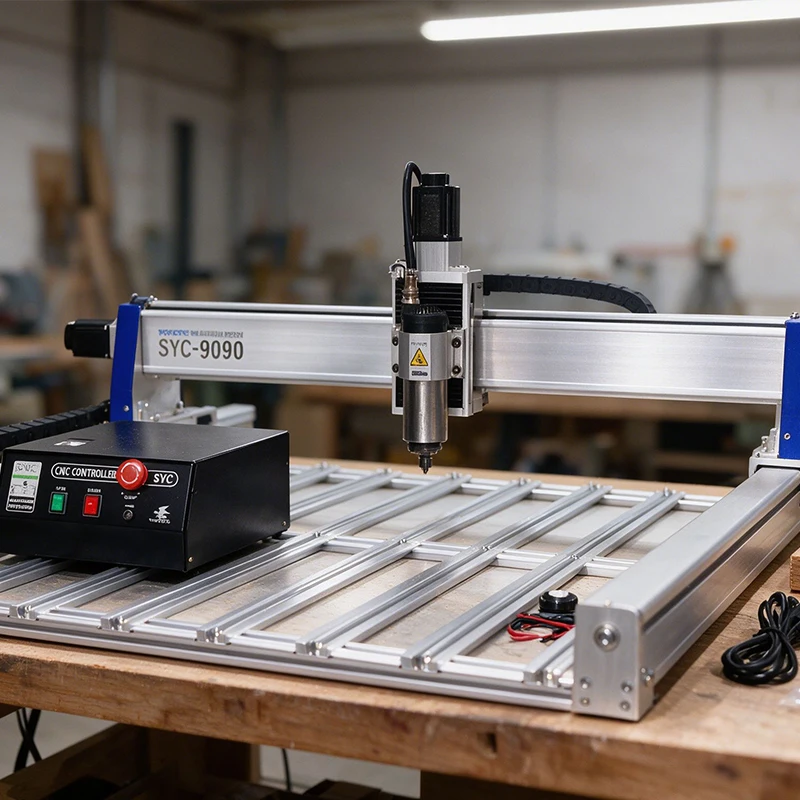 New LY 9090 CNC Router 3axis 4axis SYC Series Drilling and Milling Woodworking Engraver 800W 1500W Optional MDF Worktable