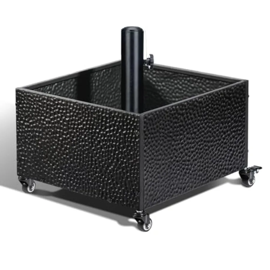 

Heavy-Duty Metal Umbrella Base Stand with Wheels 150lb Capacity Portable Fillable Planter for Patio Outdoor Garden Poolside Yar