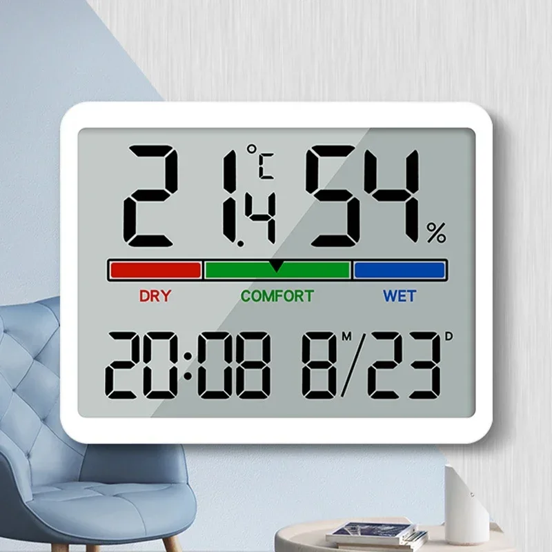 Smart Humidity Meter Desk Clock Temperature Indoor LCD Digital Thermometer Hygrometer Sensor Gauge Home Weather Station