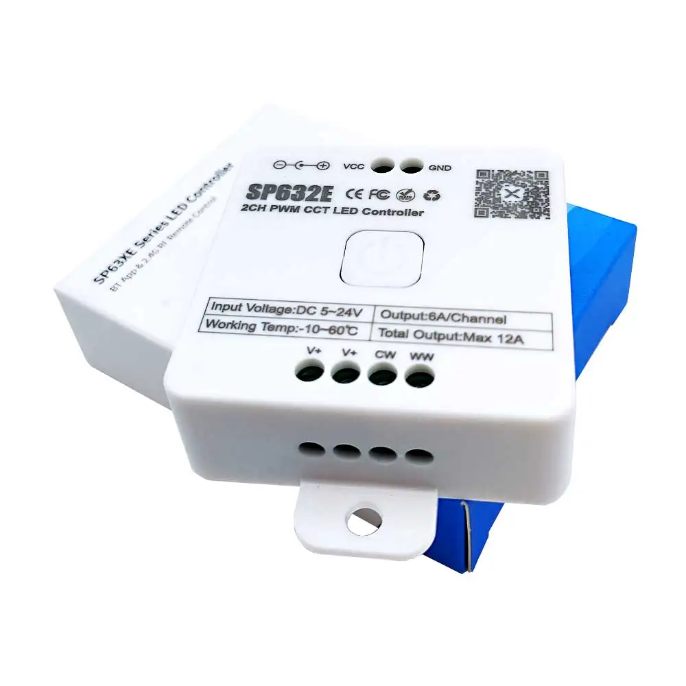 DC5-24V SP632E 2CH PWM CCT Controller LED Controllo APP Blue-tooth per strisce LED bianche doppie CCT