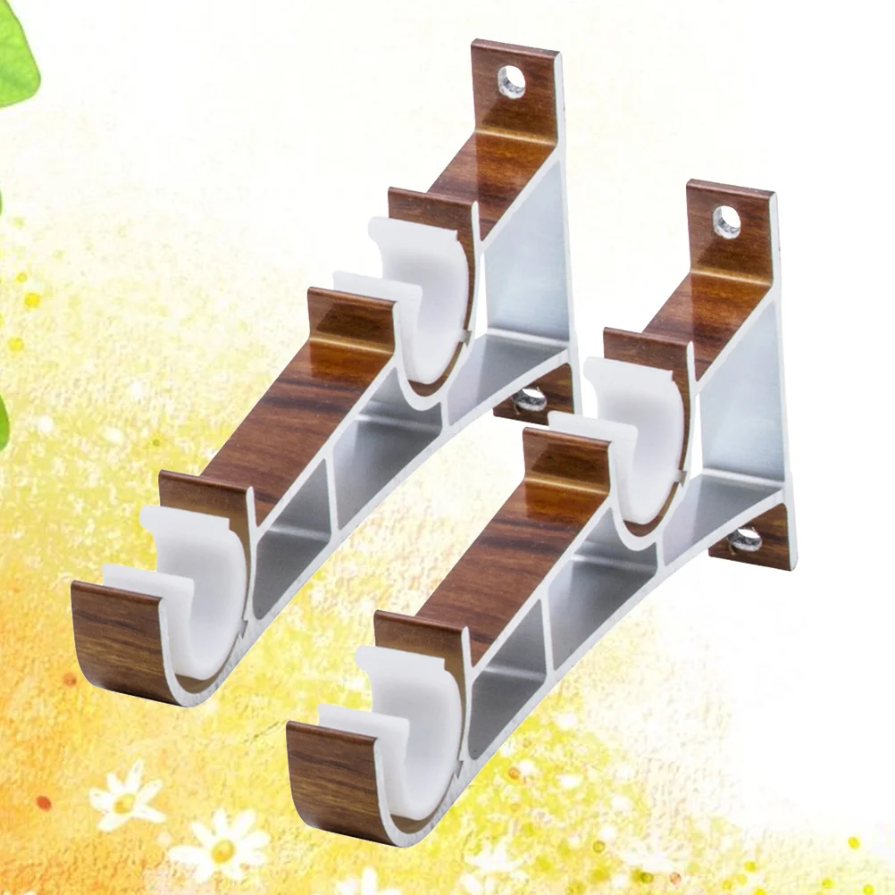

2pcs Curtain Rod Bracket Metal Double Bracket For 28/30Mm Curtain Rails Wall Mount Support Adjustable Up Down Aluminum Alloy